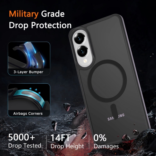 XCRS Frosted Cover Back Frame Matte Clear Magsafe Case for Samsung Galaxy S25 Edge