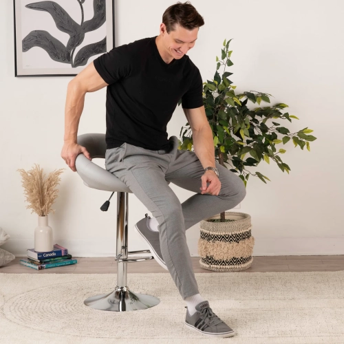 Comfy Goods Stylish Leather Dining Chair – Modern & Comfortable - Light Gray