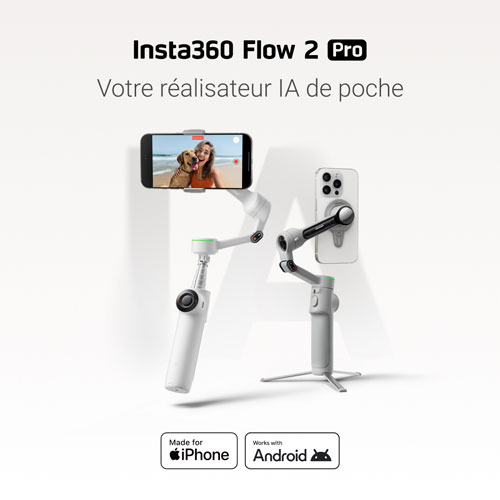 Stabilisateur à cardan pour téléphone intelligent Flow 2 Pro d'Insta360 - Gris