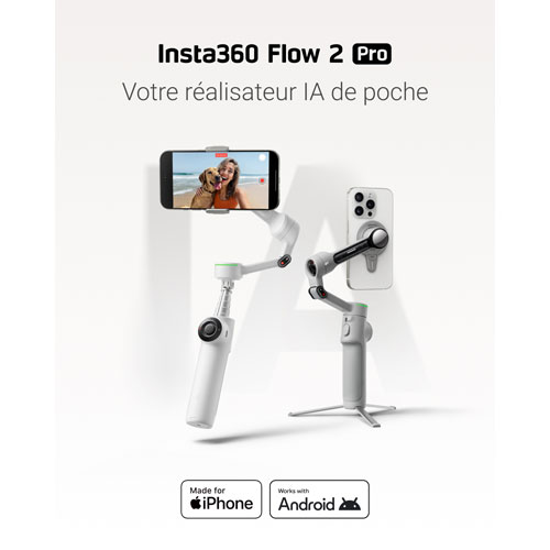 Stabilisateur à cardan pour téléphone intelligent Flow 2 Pro d'Insta360 - Gris