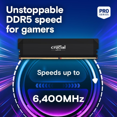 Ensemble de mémoire vive DDR5 64&nbsp;Go Pro 6000&nbsp;MHz CL40 de Crucial, mémoire surcadençable pour ordinateur de bureau, XMP 3,0 d'Intel et