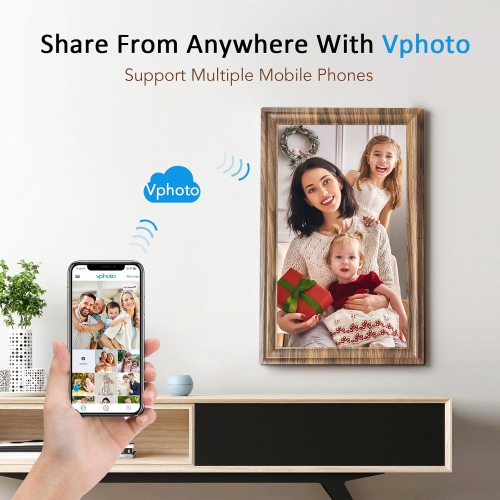 Grand cadre photo numérique de 16&nbsp;po, cadre photo numérique Canupdog avec rangement 32&nbsp;Go, support mural, rotation automatique, capteur de