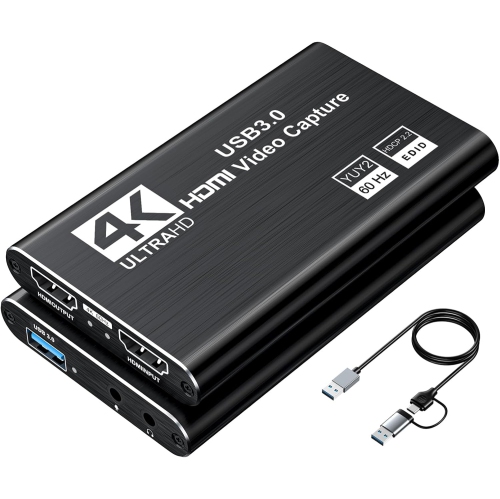 XIIXMASK  HDMI to USB 3.0 Capture Card - 4K Loop-Out, 1080P 60Fps/2K 30Fps Video Game Capture for Streaming, Works for Ps5/switch/pc/obs