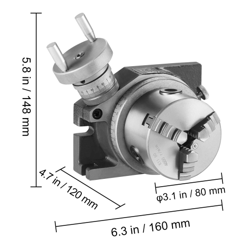 VEVOR 4''/100 mm Milling Machine Rotary Table, Versatile Horizontal & Vertical Design, Precision Crafted, Includes 3.1''/80 mm 3-Jaw Chuck, M10