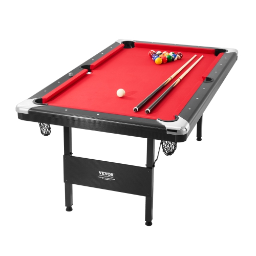VEVOR 6.3 ft Billiards Table, Pool Table, Portable Foldable Space-Saving Table, Billiard Table Set Includes Balls, Cues, Chalks and Brush, Black with