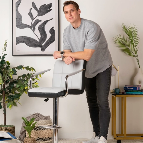 Comfy Goods Ergonomic Leather Chair for Office & Waiting Room - Gray