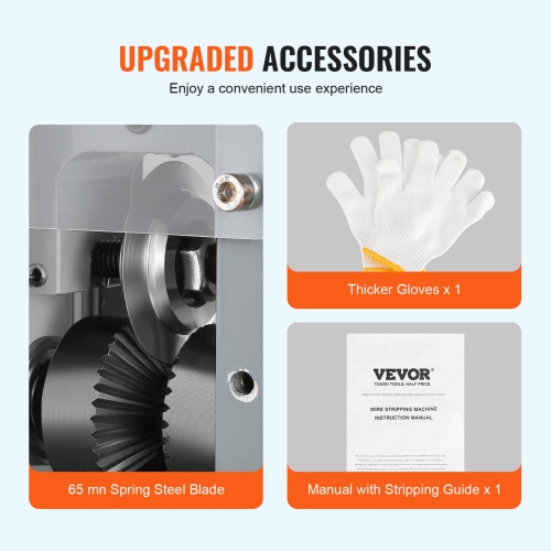 VEVOR 0.06''-1.18'' Electric Cable Stripping Tool, Motorized Wire Stripper, 180 W, 60 ft/min, with Clear Depth Gauge, Ideal for Scrap Copper Recycling