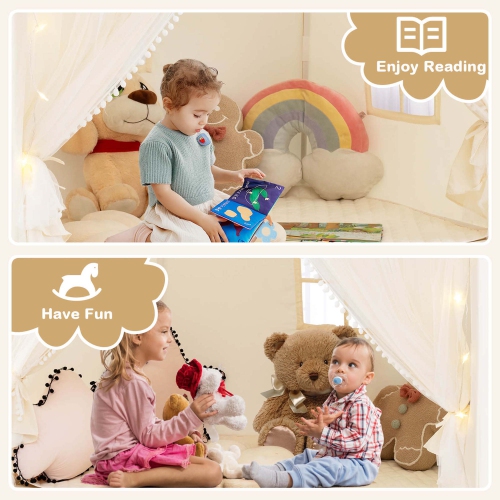 Tente de jeu Honeyjoy Kids avec rideaux de porte Windows Star Lights colorée Flags