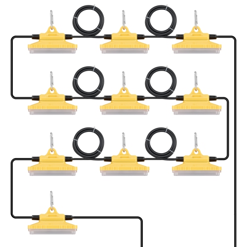 VEVOR  100Ft Construction String Lights, 150W 15000Lm, 10PCs, 5000-5500K, Ip65 Waterproof, w Hanging Hooks, for Construction Site, Temporary Lighting