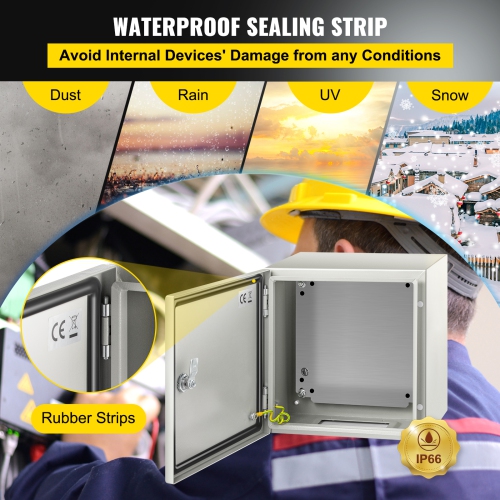 Boîtier en acier VEVOR NEMA 12 x 12 x 8&nbsp;po, boîtier électrique en acier NEMA 4X, étanche et hermétique à la poussière IP66, boîte de jonction