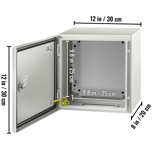 Boîtier en acier VEVOR NEMA 12 x 12 x 8&nbsp;po, boîtier électrique en acier NEMA 4X, étanche et hermétique à la poussière IP66, boîte de jonction