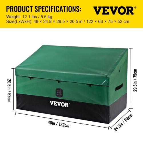 VEVOR 100 Gallon Outdoor Storage Box,Waterproof PE Tarpaulin Deck Box with Galvanized Frame,All-Weather Protection & Portable,for Camping, Garden,