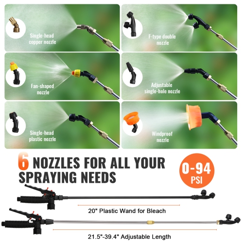 VEVOR 0-94 PSI Battery Powered Backpack Sprayer with Cart, Adjustable Pressure, 4 Gallon Tank on Wheels, with 8 Nozzles and 2 Wands, 12V 7.2Ah