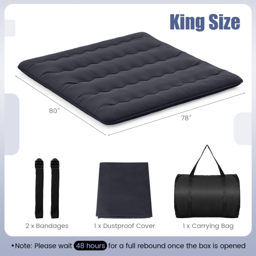 Costway Twin/Queen Futon Mattress Japanese Floor Sleeping Pad Washable Cover Carry Bag Black