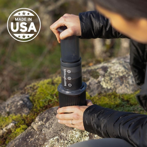 AeroPress Go Travel Coffee Press Kit - 3 in 1 brew method combines French Press, Pourover, Espresso - Full bodied coffee without grit or bitterness -