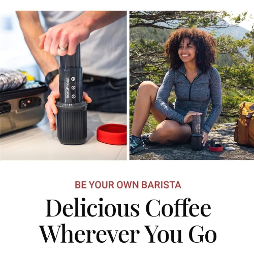 AeroPress Go Travel Coffee Press Kit - 3 in 1 brew method combines French Press, Pourover, Espresso - Full bodied coffee without grit or bitterness -