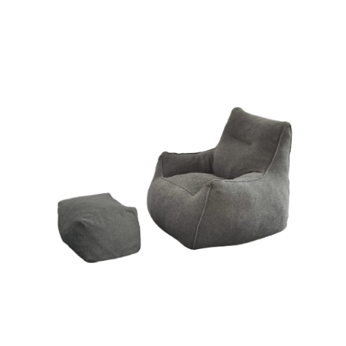 Comfy Goods Giant Foam-Filled Couch Beanbag with Footrest - Grey