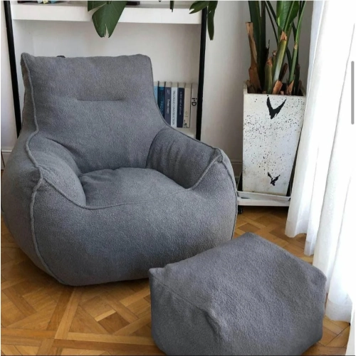 Comfy Goods Giant Foam-Filled Couch Beanbag with Footrest - Grey