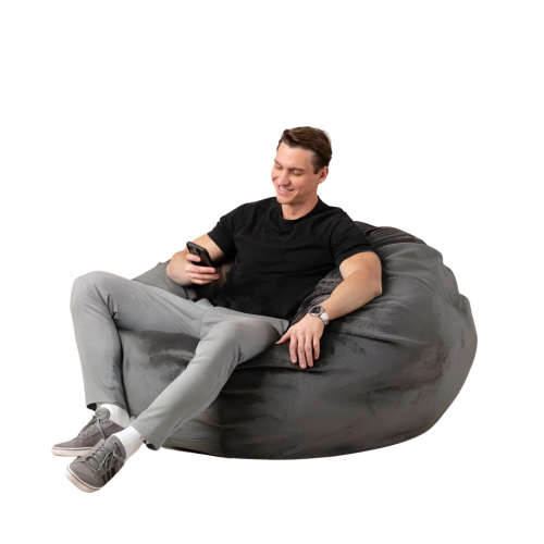 Comfy Goods Giant Foam-Filled Bean Bag Chair - 4ft Velvet - Grey