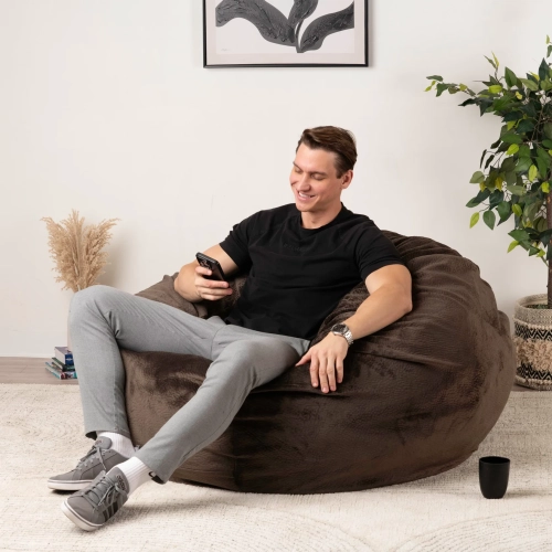 Comfy Goods Giant Foam-Filled Bean Bag Chair - 4ft - Velvet Brown