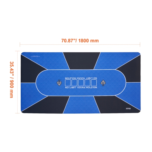 VEVOR 6-8 Players Poker Table Top,70 x 35 Inch Poker Mat for Table,Foldable Poker Table Top with Carrying Bag,Folding Poker Table Topper for Poker