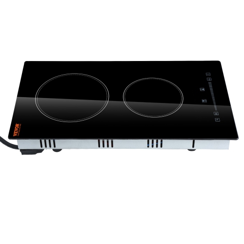 VEVOR 20 x 11.6 inch Electric Stove Top,2 Burners, 240V Glass Radiant Cooktop with Sensor Touch Control, Timer & Child Lock Included, 9 Power Levels