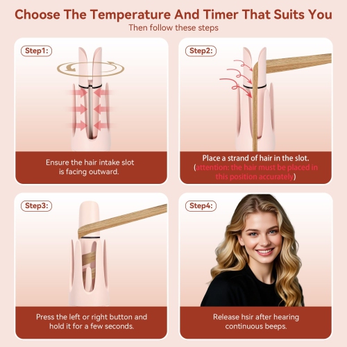 4 in 1 Multifunctional Hot Tool, Automatic Curling Irons with 3 Barrel(1", 1.25", 1.5") & Hair Straightener Brush, Hair Curler & Straightening Comb