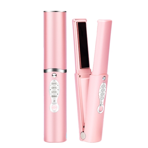 MYACUC  Cordless Hair Straightener And Curler, Mini Portable USB Rechargeable Fast Heat Up Flat Iron, Smooth And Glossy Hair, Travel Size