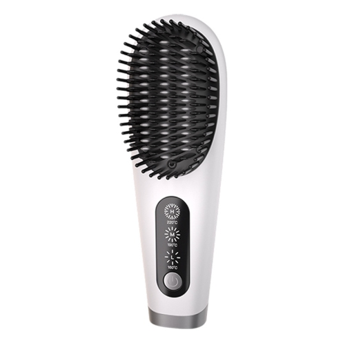 Fer plat portatif avec brosse chauffante, mini brosse lissante rechargeable USB pour les voyages, peigne à cheveux sans fil