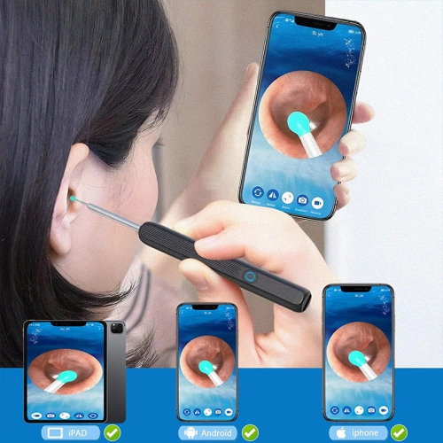Retrait de cire d'oreille, trousse de retrait de cire d'oreille avec caméra HD, trousse de nettoyage d'oreille Otoscope avec lumière, caméra