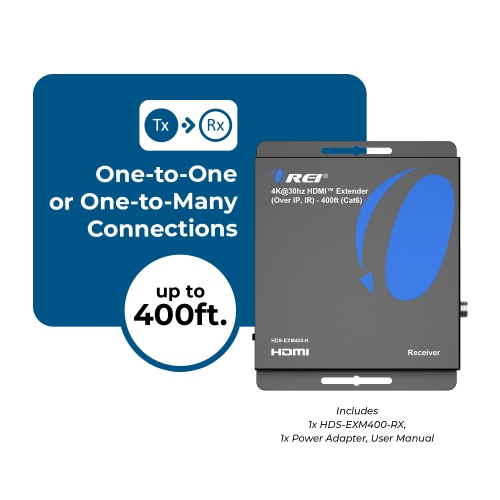 OREI 4K@30hz HDMI™ Receiver Only - 400ft (Cat6) (HDS-EXM400-RX)
