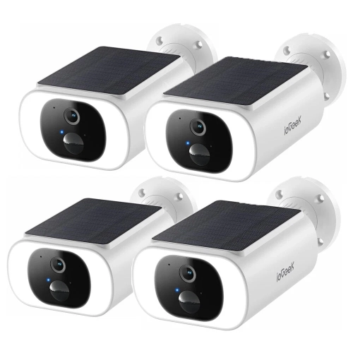 IEGEEK  Solar Security Camera Wireless Outdoor, Always Powered, Spotlight, 2K Color Night Vision, Motion Detection, No Monthly Fee, 2-Way Talk, 4PCs