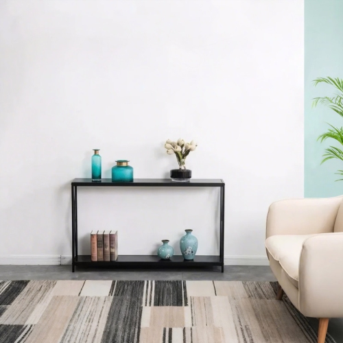 Karl Home – Table console d'entrée à 2 niveaux, 43,3 po, noir