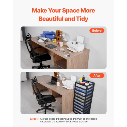 VEVOR 10-Tier Plastic Storage Organizer, Large Capacity, Black Frame Only, PP Material Multifunctional Scrapbook Storage, for Office Essentials Tools