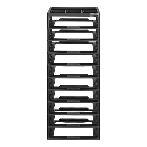 VEVOR 10-Tier Plastic Storage Organizer, Large Capacity, Black Frame Only, PP Material Multifunctional Scrapbook Storage, for Office Essentials Tools