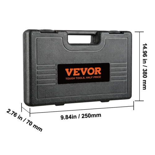 VEVOR 3/8" Drive Impact Socket Set, 48 Piece Socket Set SAE （5/16" -3/4"） & Metric （8-22mm）6 Point Cr-V Drive Extension Bar Universal Joint & Power