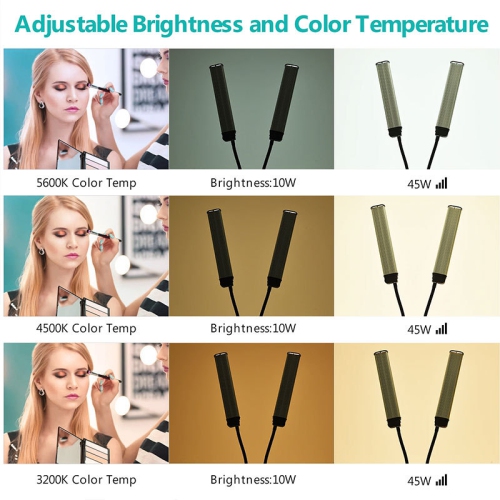 Adjustable Selfie Light Portable Dual LED Light with Tripod and Phone Holder, Flexible 2 Point LED Light, 45W Dual Arm Light Photography Light