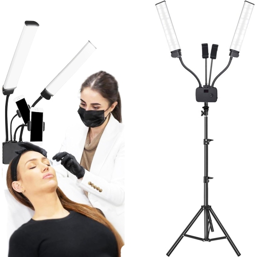 Adjustable Selfie Light Portable Dual LED Light with Tripod and Phone Holder, Flexible 2 Point LED Light, 45W Dual Arm Light Photography Light