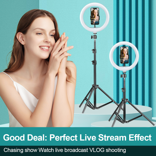 Lampe de remplissage diffusion en direct Internet célébrité ancre beauté trépied pliant 10&nbsp;po téléphone mobile LED anneau lumière 10&nbsp;po