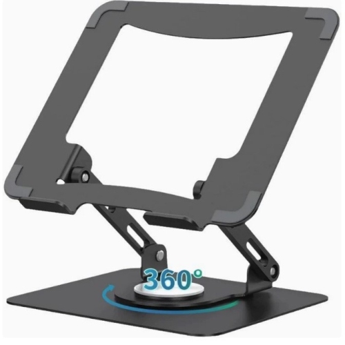 Laptop Stand with 360° Swivel Base, Ergonomic Desktop Computer Riser, Adjustable Height Multi-Angle, Foldable Laptop Stand, Stable Metal Stand