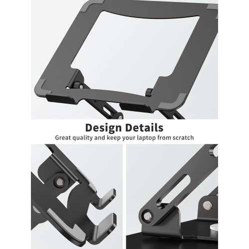 Laptop Stand with 360° Swivel Base, Ergonomic Desktop Computer Riser, Adjustable Height Multi-Angle, Foldable Laptop Stand, Stable Metal Stand