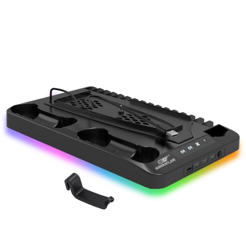 PS5 multi-function dock 4USB ports + Type-C fast charging and cooling + CD storage Elite accessories Ultra-thin bracket + cooling station RGB lights