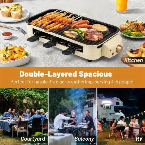 Gril électrique d'intérieur avec cuisson antiadhésive Plaque amovible à contrôle de la température Gril d'intérieur sans fumée 1500 W