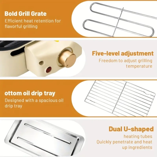 Gril électrique d'intérieur avec cuisson antiadhésive Plaque amovible à contrôle de la température Gril d'intérieur sans fumée 1500 W