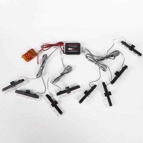 Grille d'avertissement de stroboscope d'urgence 12&nbsp;V 8 en 1 Feux rouges et bleus Feux d'avertissement pour camion de voiture feux de jour, feux