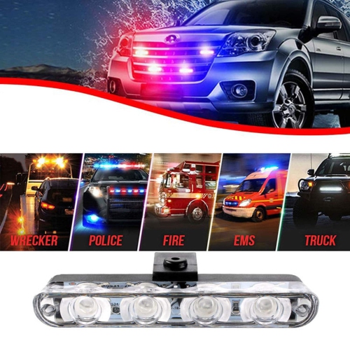 Grille d'avertissement de stroboscope d'urgence 12&nbsp;V 8 en 1 Feux rouges et bleus Feux d'avertissement pour camion de voiture feux de jour, feux