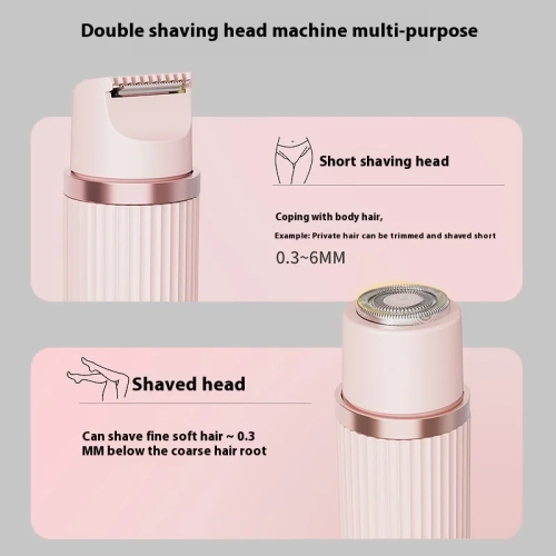Electric Shaver for Women Waterproof Wet & Dry Hair Razors 2 in 1 Double Head Dual Bikini Hair Trimmer Detachable Head Shaver