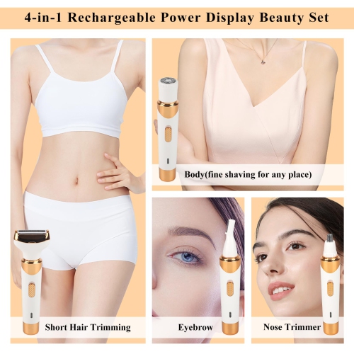 Electric Razors for Women, Cordless Bikini Shaver, 4 in 1 Painless Wet and Dry Waterproof Body Epilator for Home and Travel Use