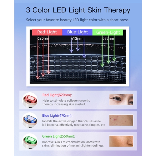 Appareil de massage pour le visage 3 en 1, photothérapie LED et instruments de massage RF Équipement de beauté EMS, appareil de massage pour le