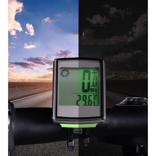 Wireless bicycle computer, waterproof multi-function backlit display, speedometer, odometer, can track speed time